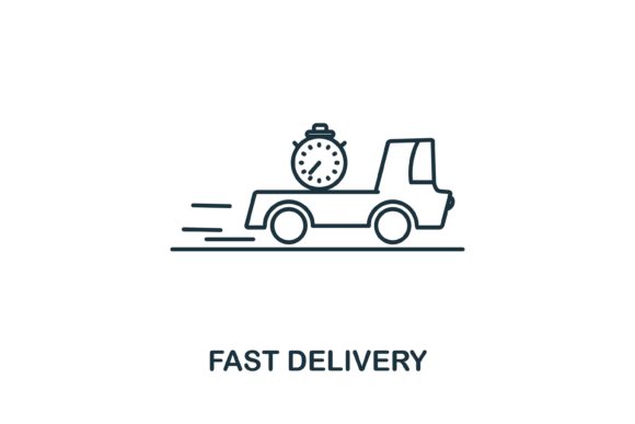 Fast Delivery Icon: Line Style Vector Asset