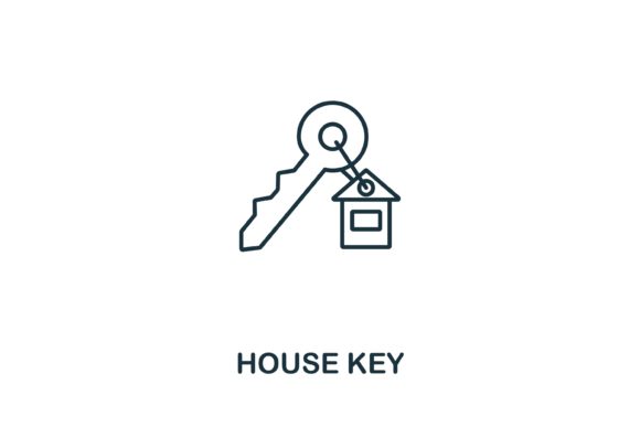 House Key Icon: Versatile Line Art for Design