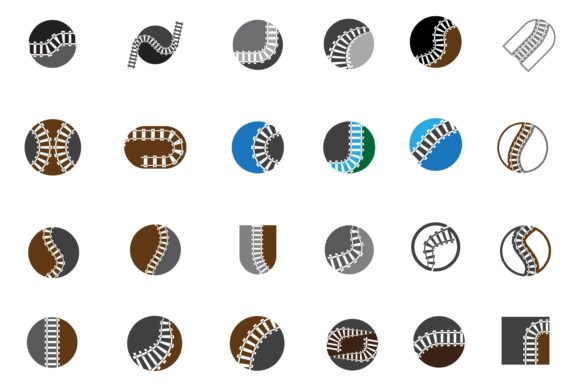 Train Line Icon Set Logo Vector: Modern Transit Design